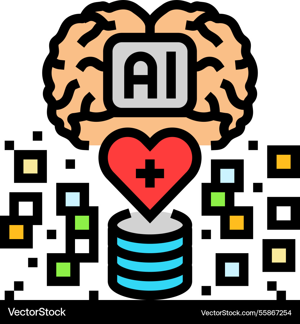 Artificial intelligence with medical data color Artificial intelligence with medical data color vector image