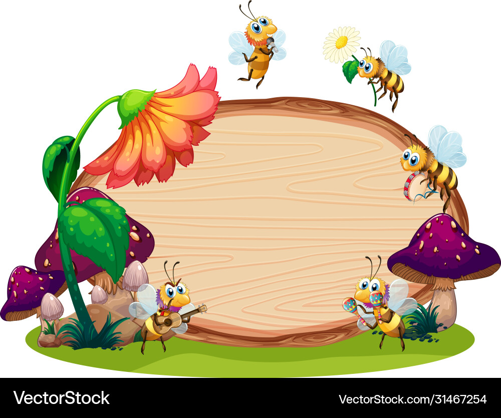 Border template design with insects in garden Vector Image
