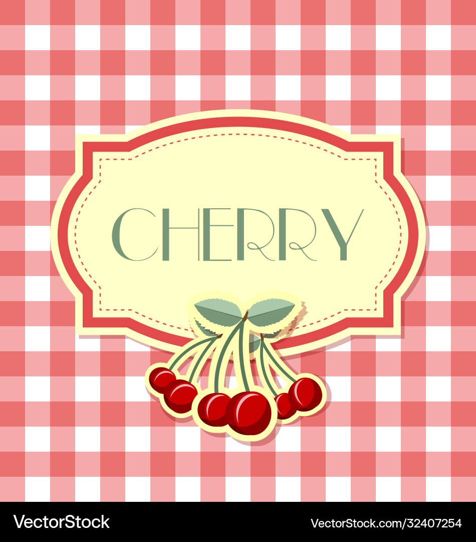 Cherry label in retro style on squared background Cherry label in retro style on squared background vector image