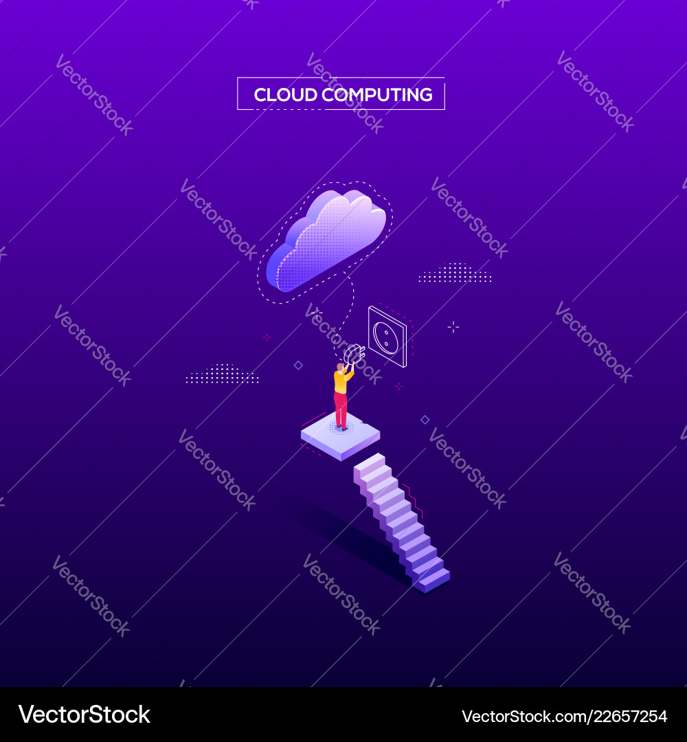 Cloud computing - modern isometric web Vector Image
