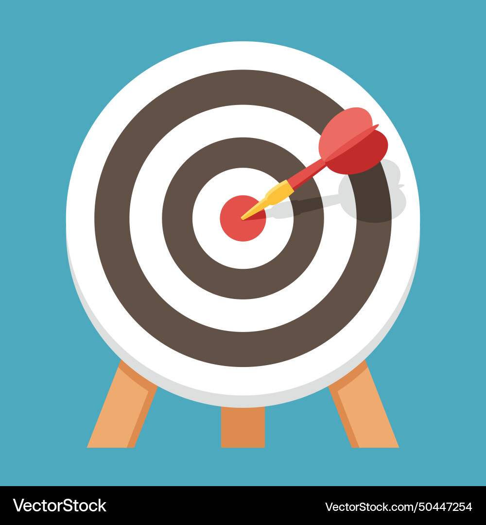 Dart arrow hits the dartboard icon Dart arrow hits the dartboard icon vector image