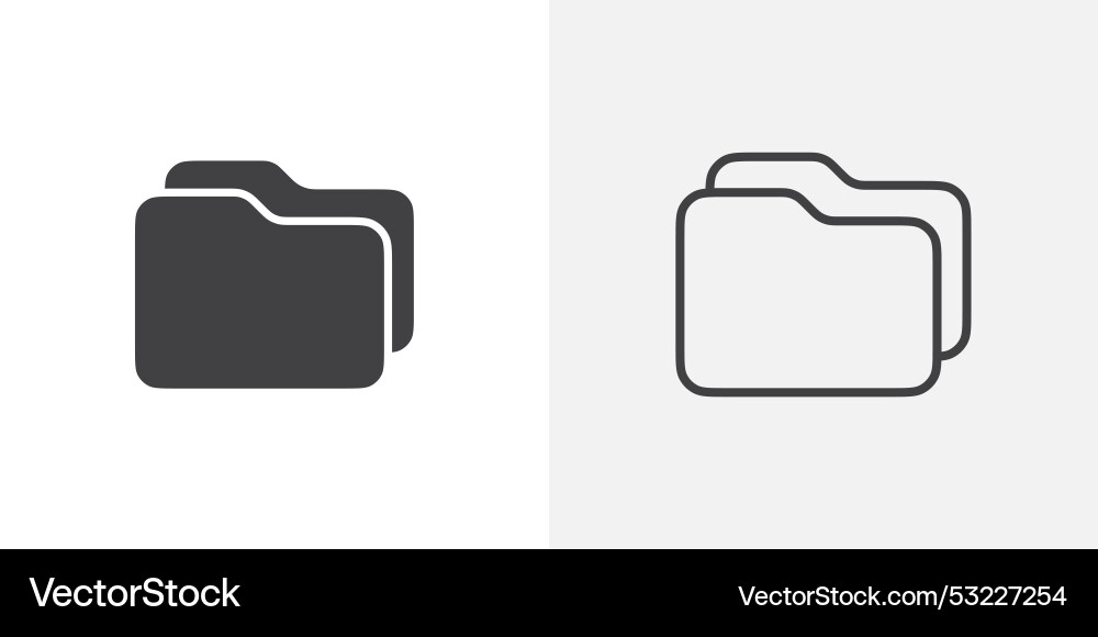 Folder icon flat and simple set design Folder icon flat and simple set design Vector Image