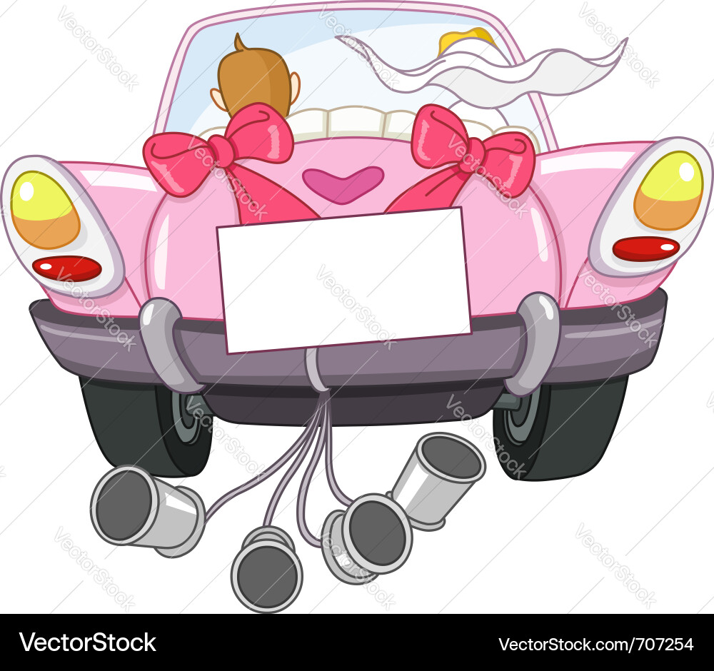 Just Married Car - Wedding Transport Vector Image