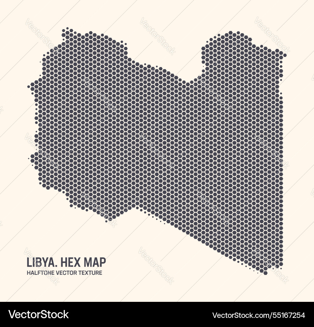 Libya map hexagonal half tone pattern isolated Libya map hexagonal half tone pattern isolated vector image