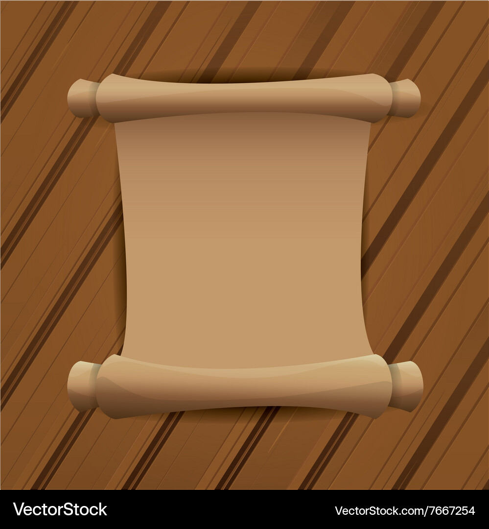 Old scroll paper on wooden table background Vector Image