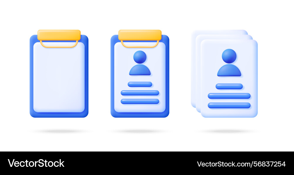 Set of 3d document icons representing personal Set of 3d document icons representing personal vector image