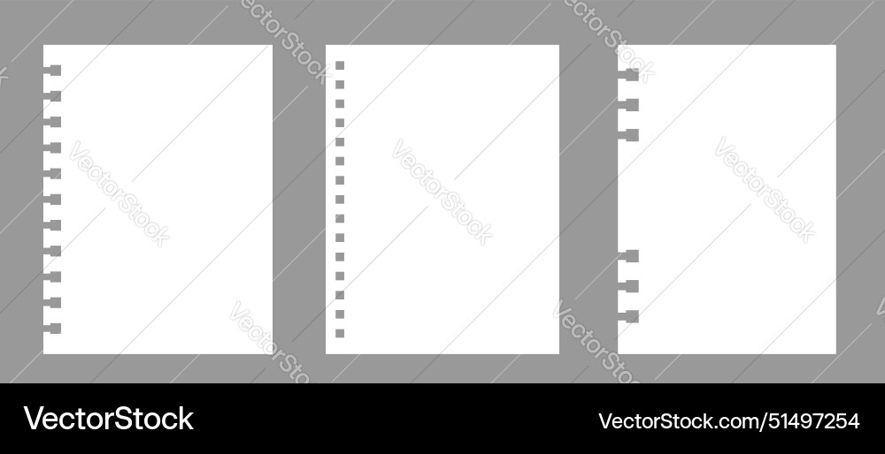 Set of notebook sheets isolated on gray background Set of notebook sheets isolated on gray background vector image