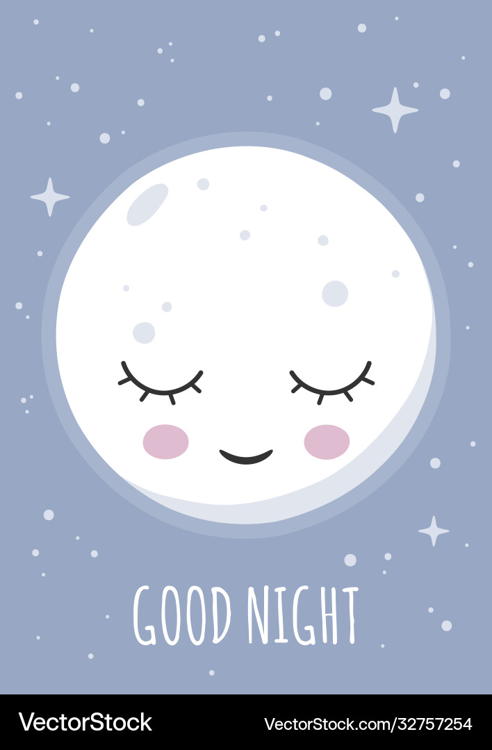 Sleeping smiling moon wishing good night Sleeping smiling moon wishing good night vector image