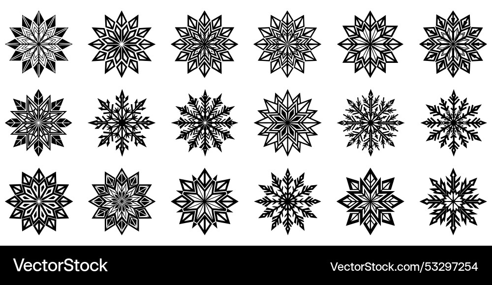 Snowflake icon set of linear icons Snowflake icon set of linear icons vector image