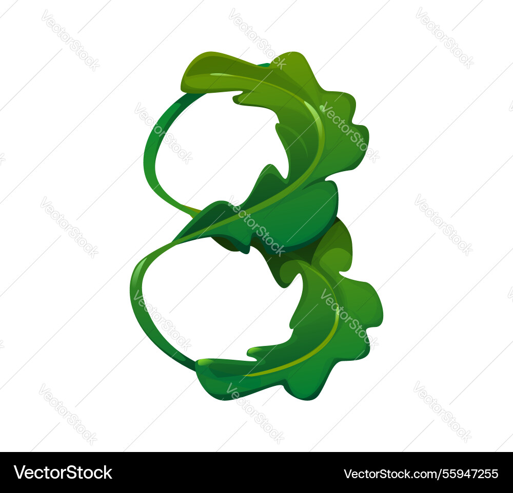 Cartoon underwater font seaweed digit 8 eight Cartoon underwater font seaweed digit 8 eight Vector Image