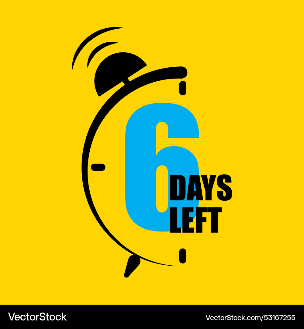 Countdown timer with 6 days left indication vector image