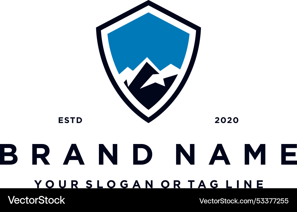 Creative mountain shield logo design concept Vector Image