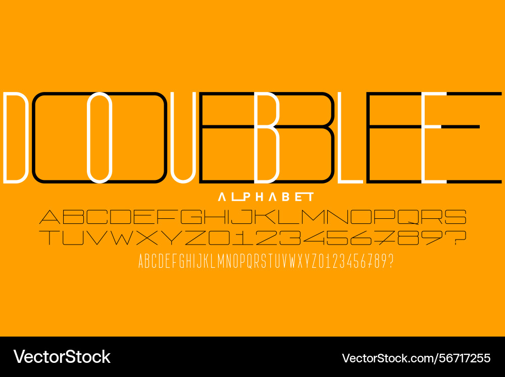 Double font alphabet letters and numbers Double font alphabet letters and numbers vector image