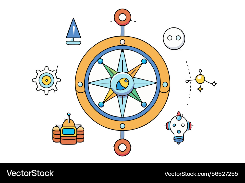 Futuristic compass with ai algorithmic design vector image