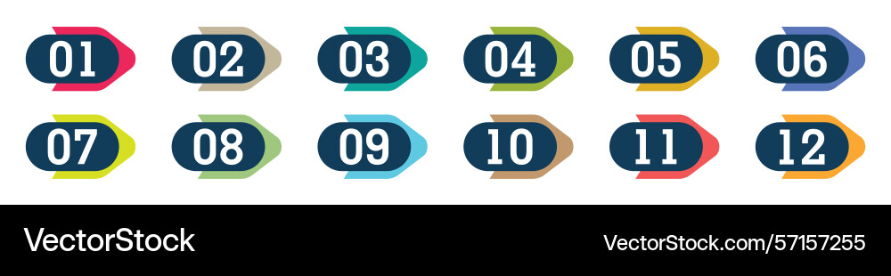 Number bullet points from one to twelve vector image