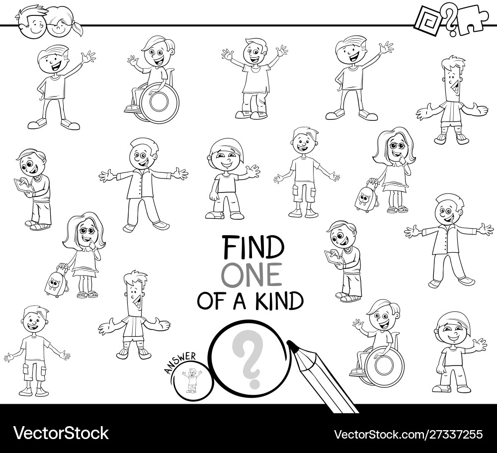 One a kind game with children characters color One a kind game with children characters color vector image