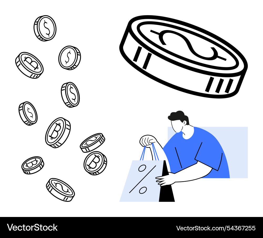 Online shopping and cryptocurrency coins – Royalty-Free Vector | VectorStock