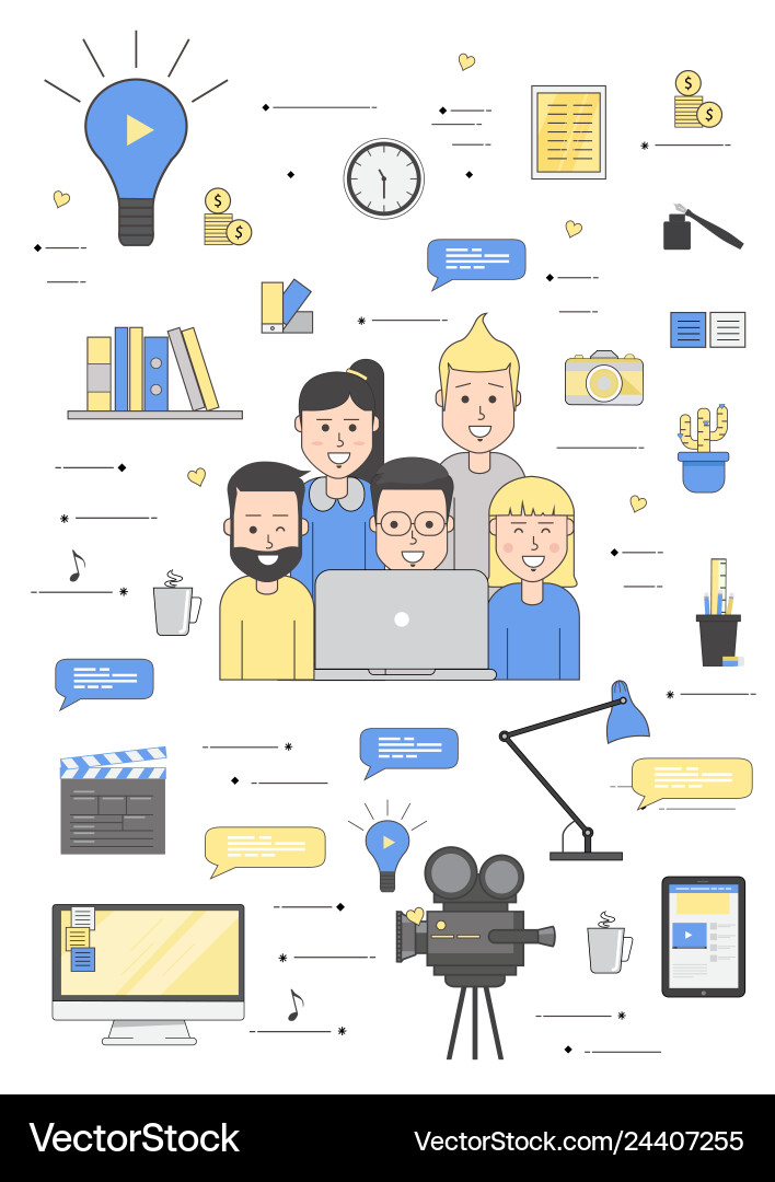 People teamwork working computer developing Vector Image