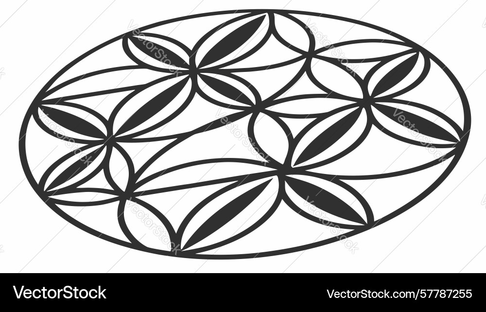 Sacred geometry pattern in oval frame abstract vector image