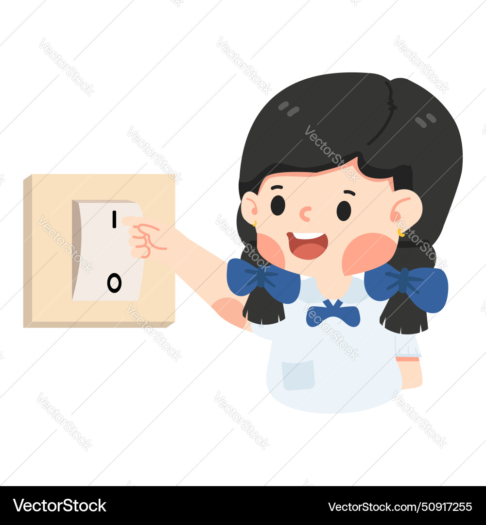 Student turning off light using switch Vector Image