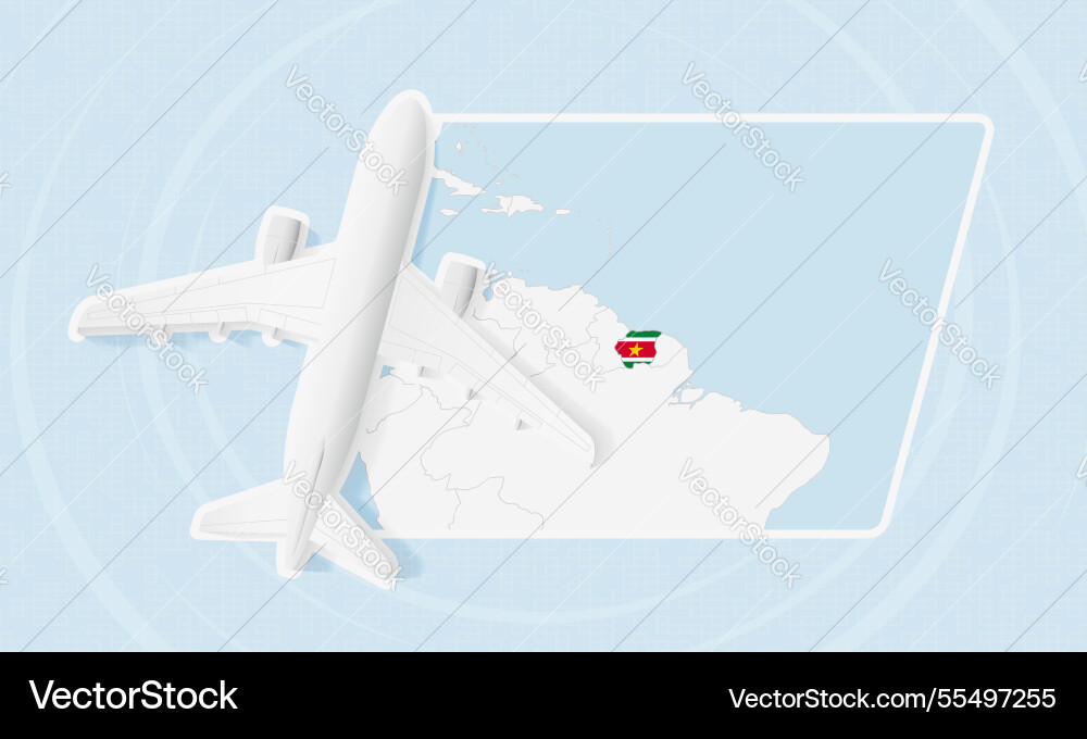 Suriname travel with plane and national flag Suriname travel with plane and national flag vector image