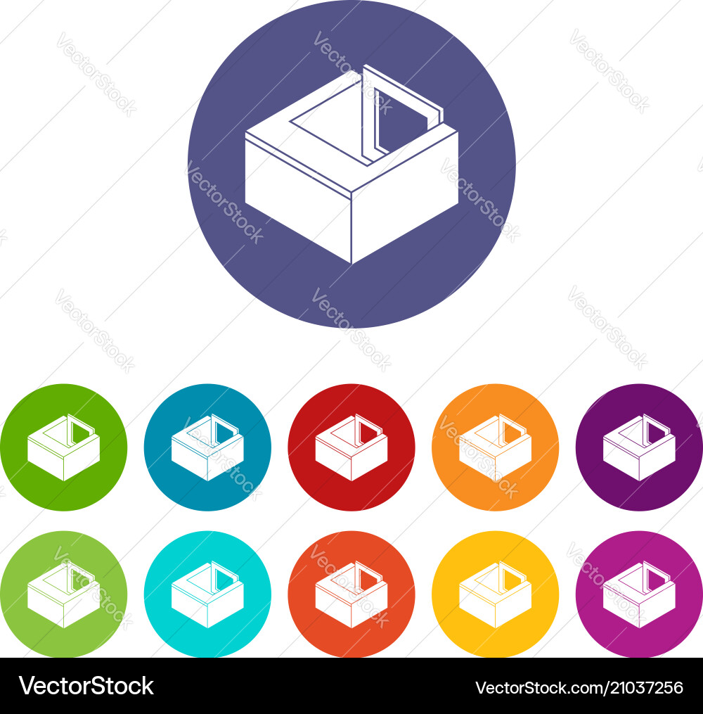 Basement window frame icons set color Basement window frame icons set color vector image