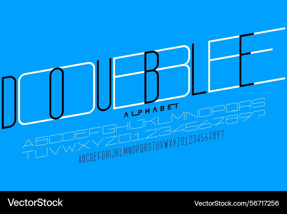 Double font alphabet letters and numbers Vector Image