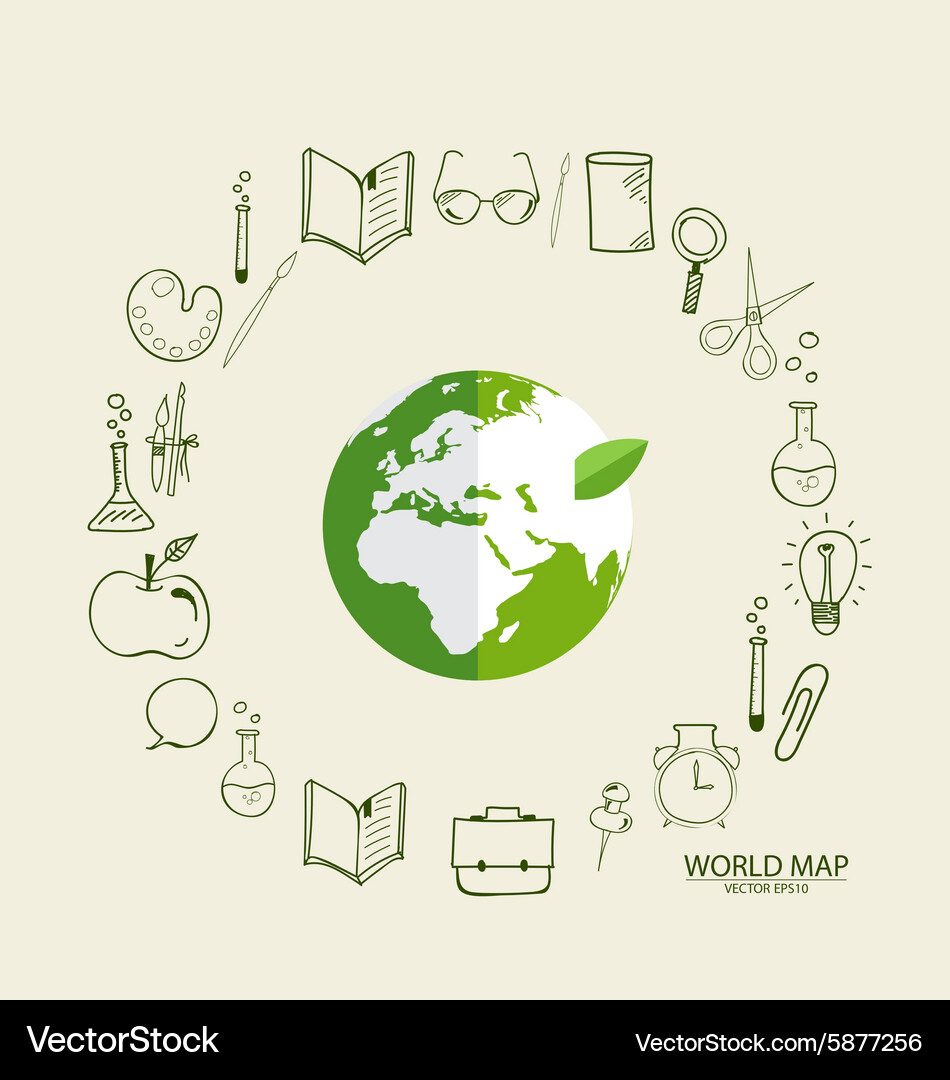 Modern globe with application icon template Vector Image