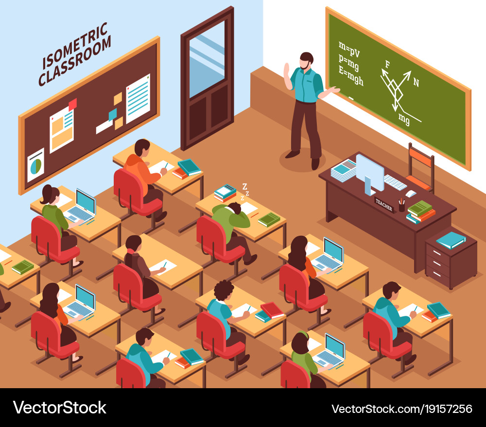 School Lesson Isometric Poster Vector Image