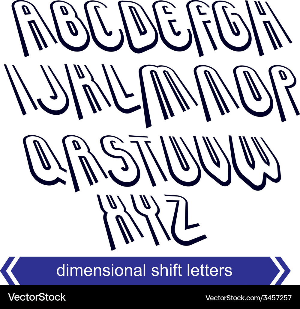 3d retro font with visual rotation effect Vector Image