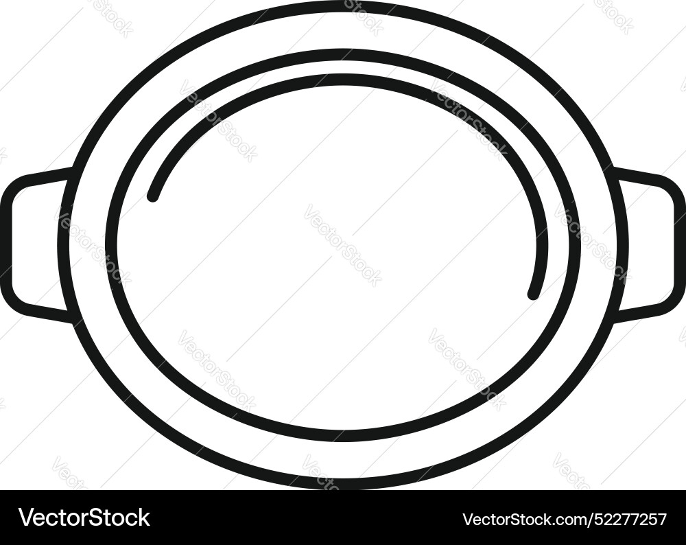 Empty round frying pan top view line icon showing Empty round frying pan top view line icon showing vector image