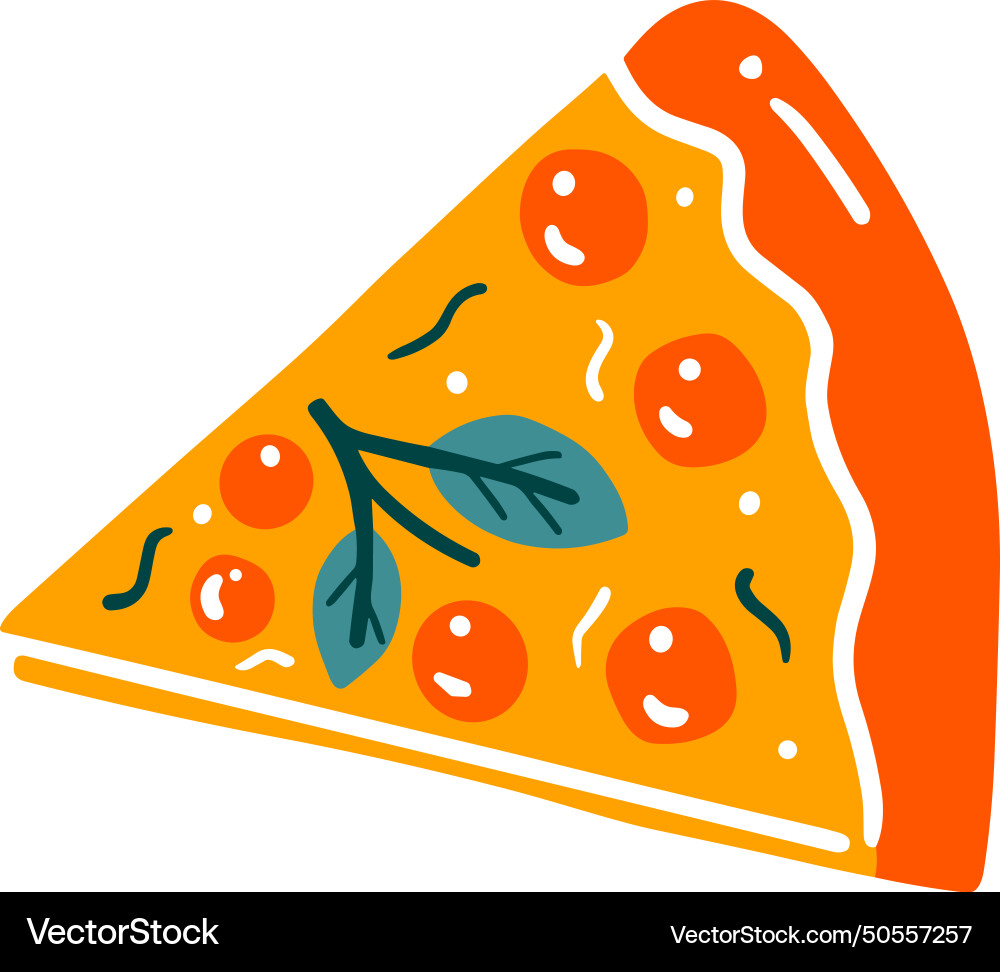 Isolate slice of pizza flat style on background Vector Image