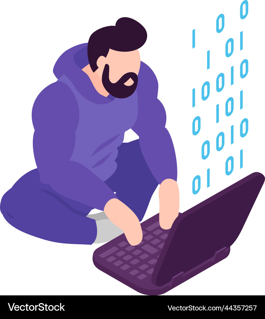 Isometric Hacker Character vector image