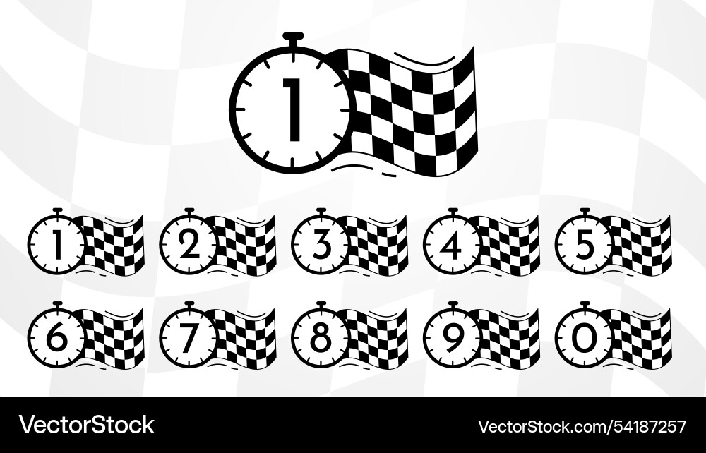 Race stopwatch set timer and clock countdown Race stopwatch set timer and clock countdown vector image