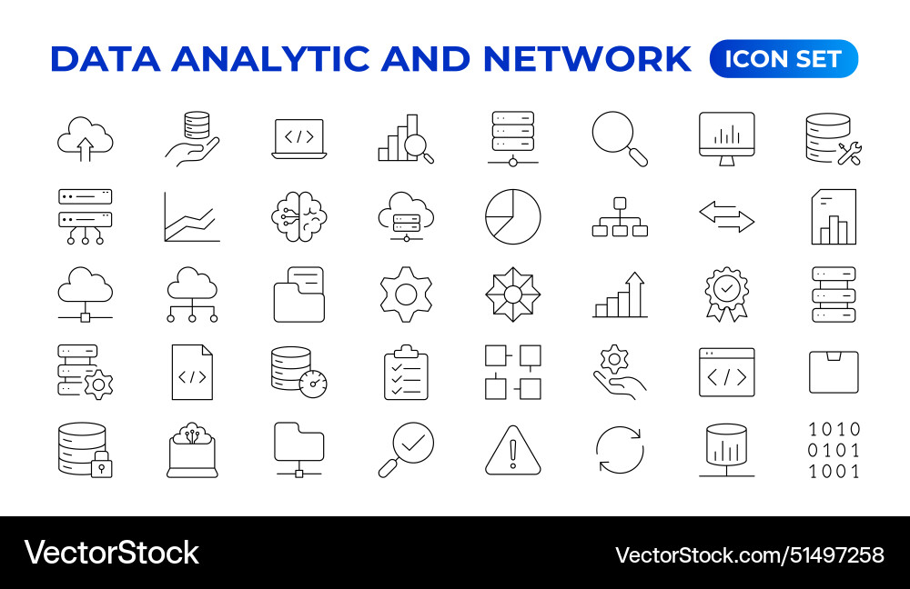 Big data analysis thin line icon set Big data analysis thin line icon set vector image