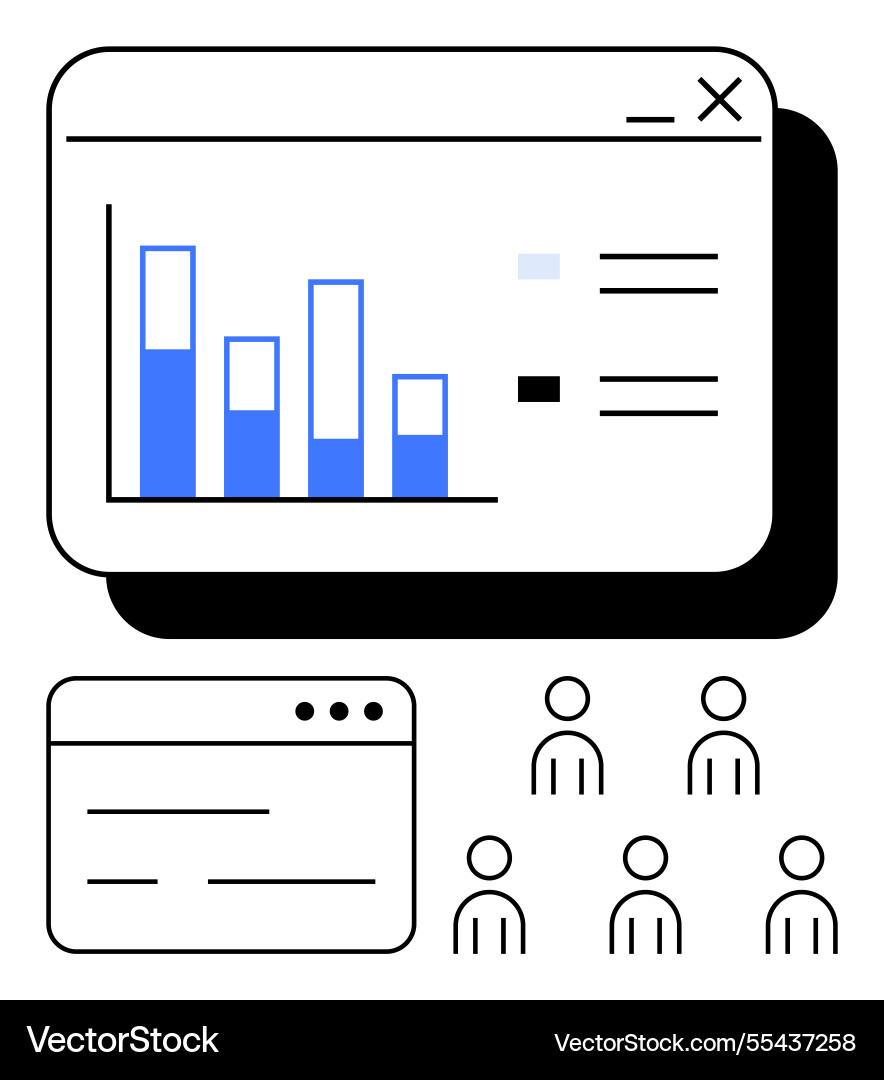 Data analytics and team collaboration bar graph Data analytics and team collaboration bar graph vector image