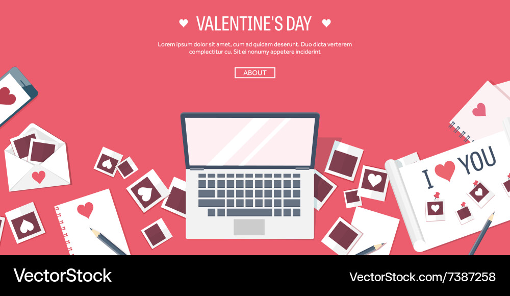 Flat background with computer vector image