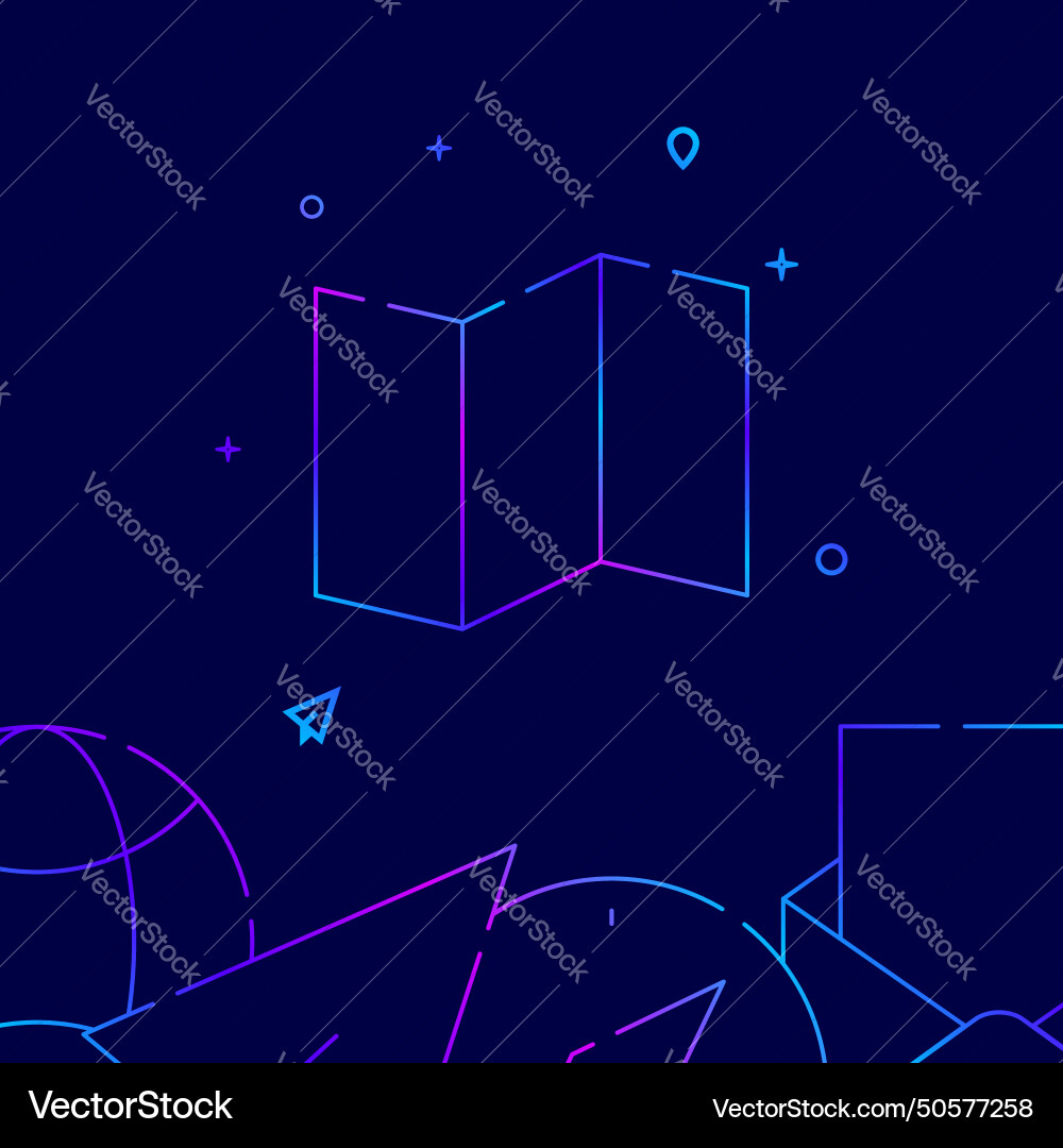 Folded map gradient line icon Vector Image