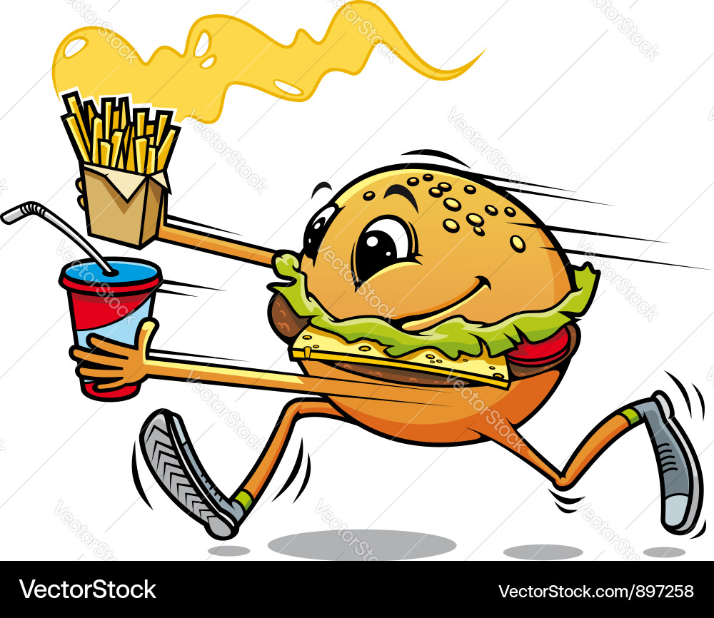 Running Hamburger with Drink vector image
