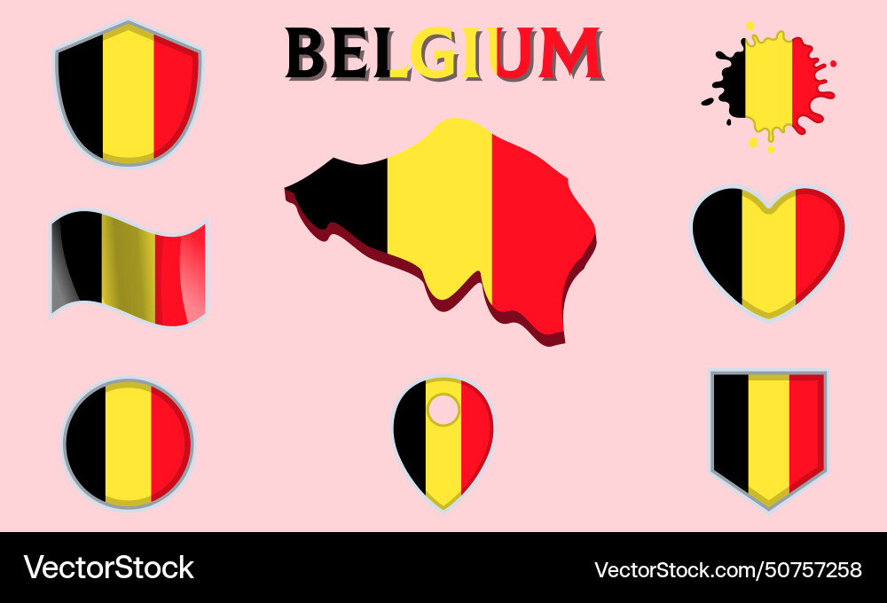 Sammlung von flachen nationalen Flaggen belgium Sammlung von flachen nationalen Flaggen belgium vektorbild