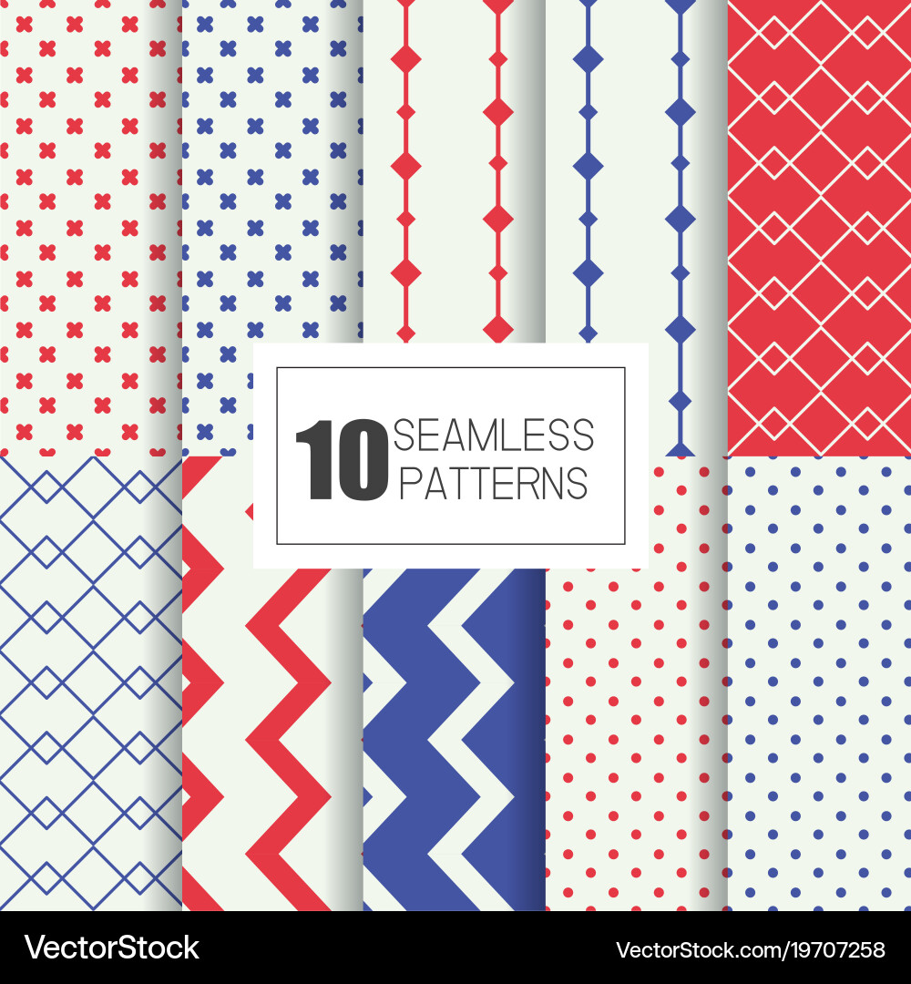Set of 10 seamless patterns with geometry design Vector Image