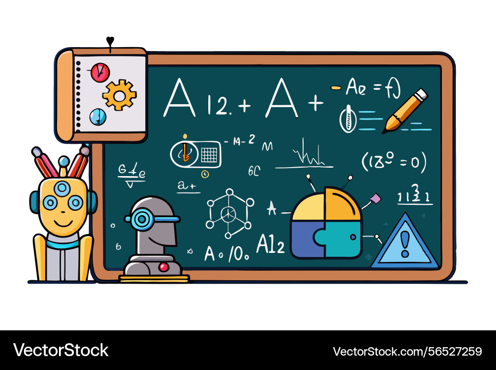 A classroom filled with complex algorithmic A classroom filled with complex algorithmic vector image