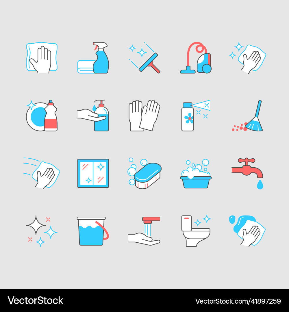 Cleaning simple color icons editable stroke Cleaning simple color icons editable stroke vector image