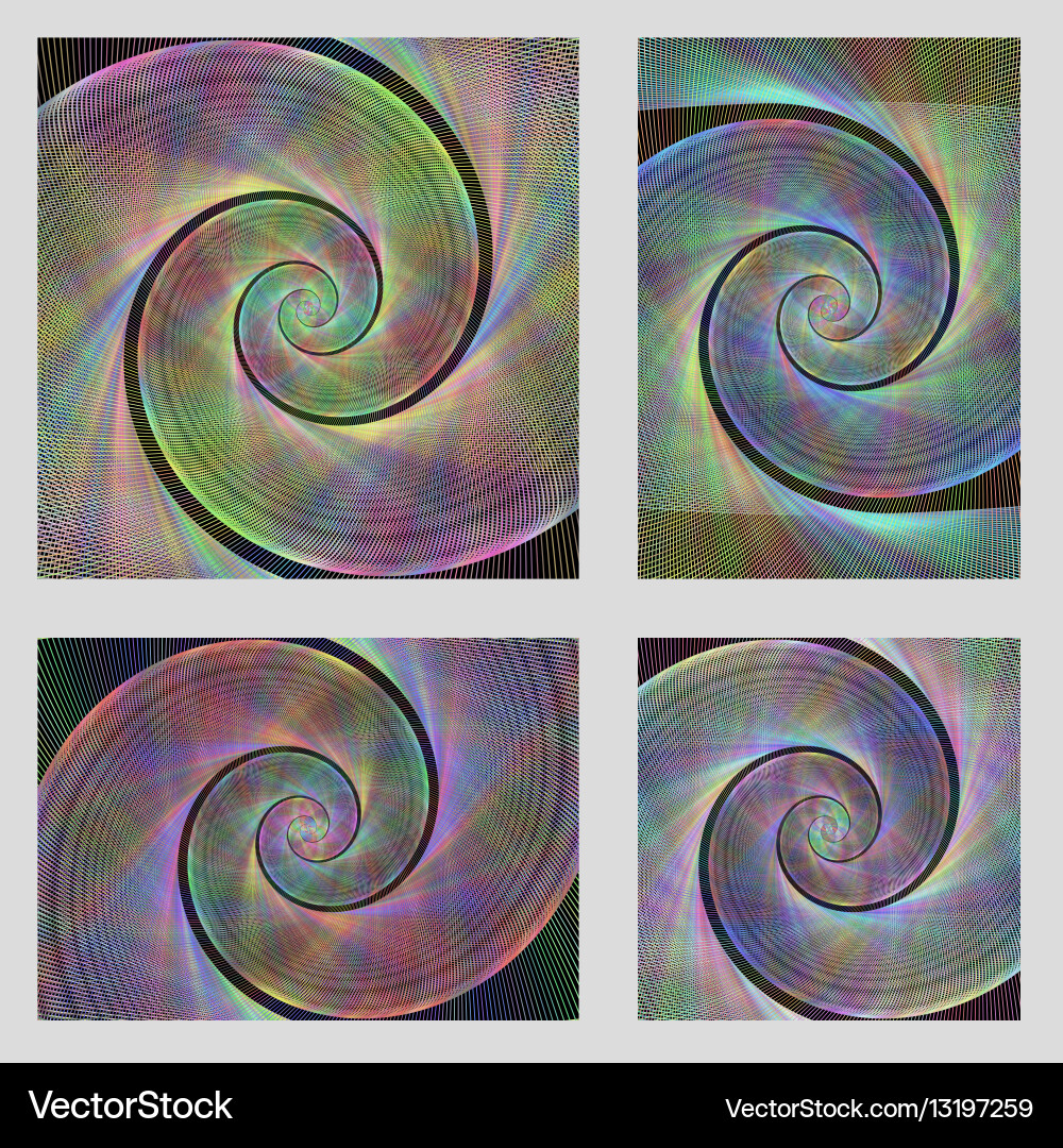 Fractal spiral page background design set vector image