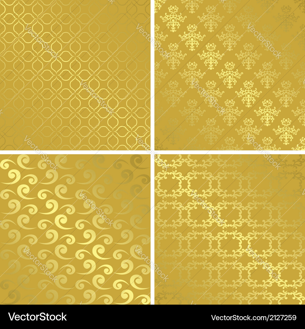 Gold patterns with gradient - set Vector Image