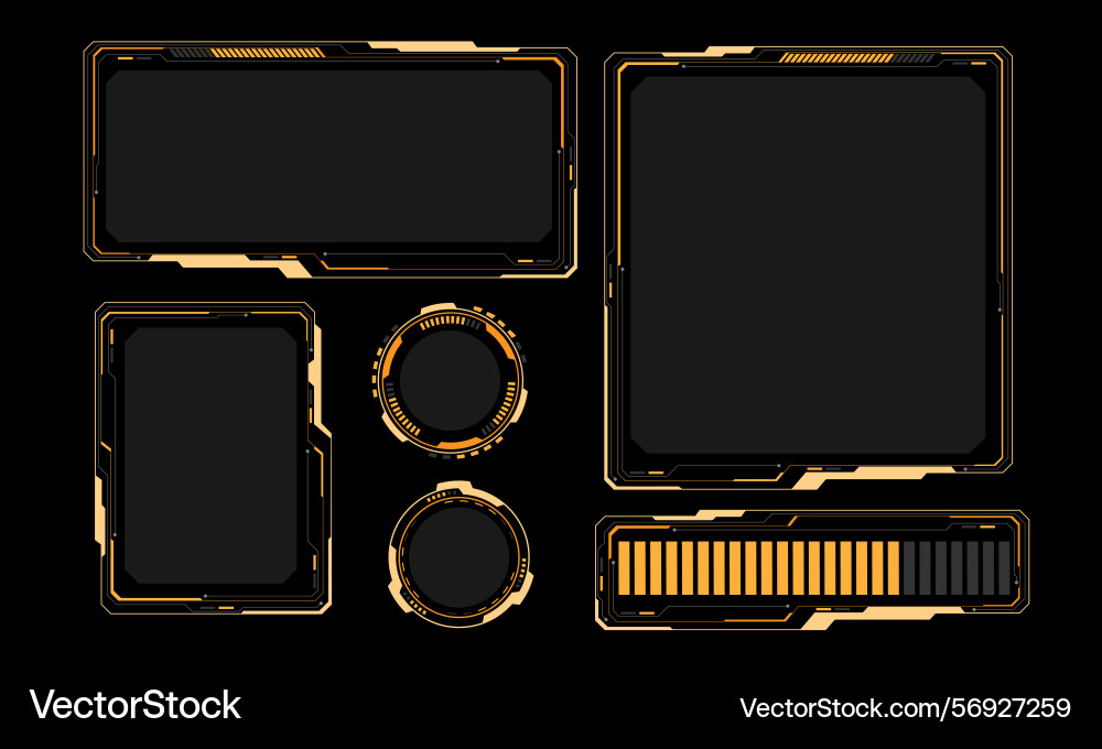 Hud frames yellow grey user interface elements Hud frames yellow grey user interface elements vector image