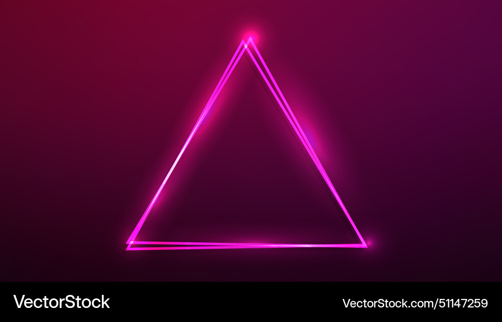 Neon double triangular frame with shining effects Neon double triangular frame with shining effects vector image