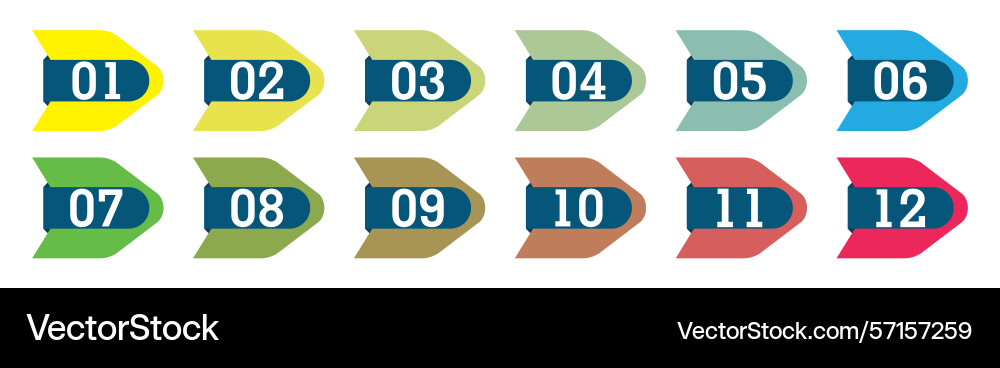 Numbers bullet points from one to twelve element vector image
