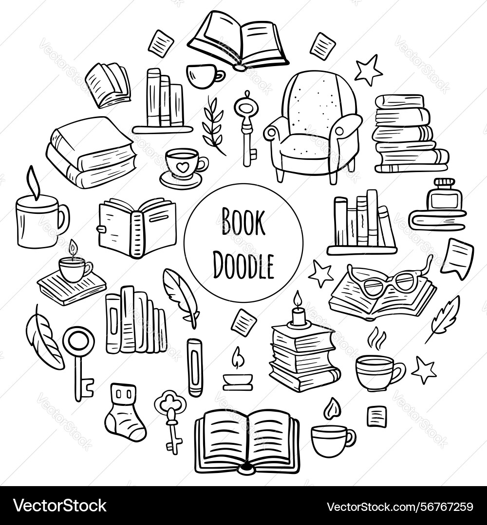 Sketches of open and closed books stack Sketches of open and closed books stack Vector Image