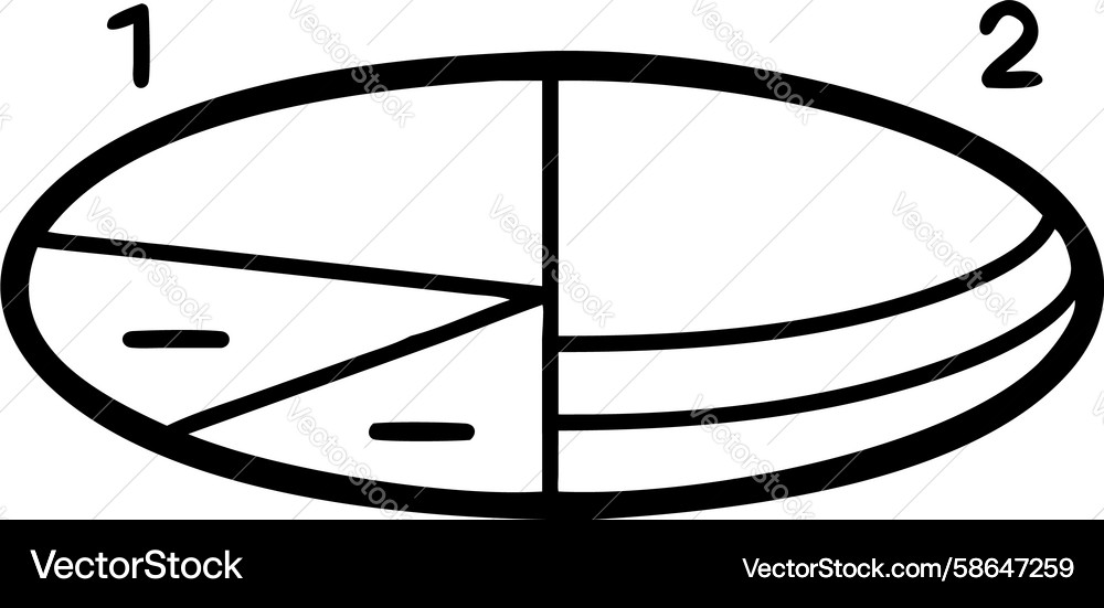 Split Pie Chart Icon - Data Segments Vector Image